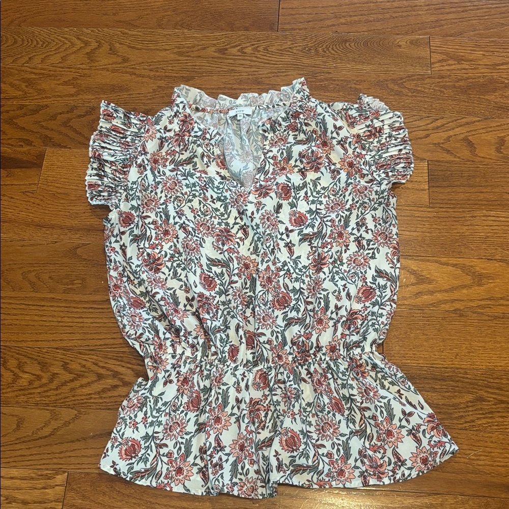 Floral Ruffle Sleeve Blouse XS